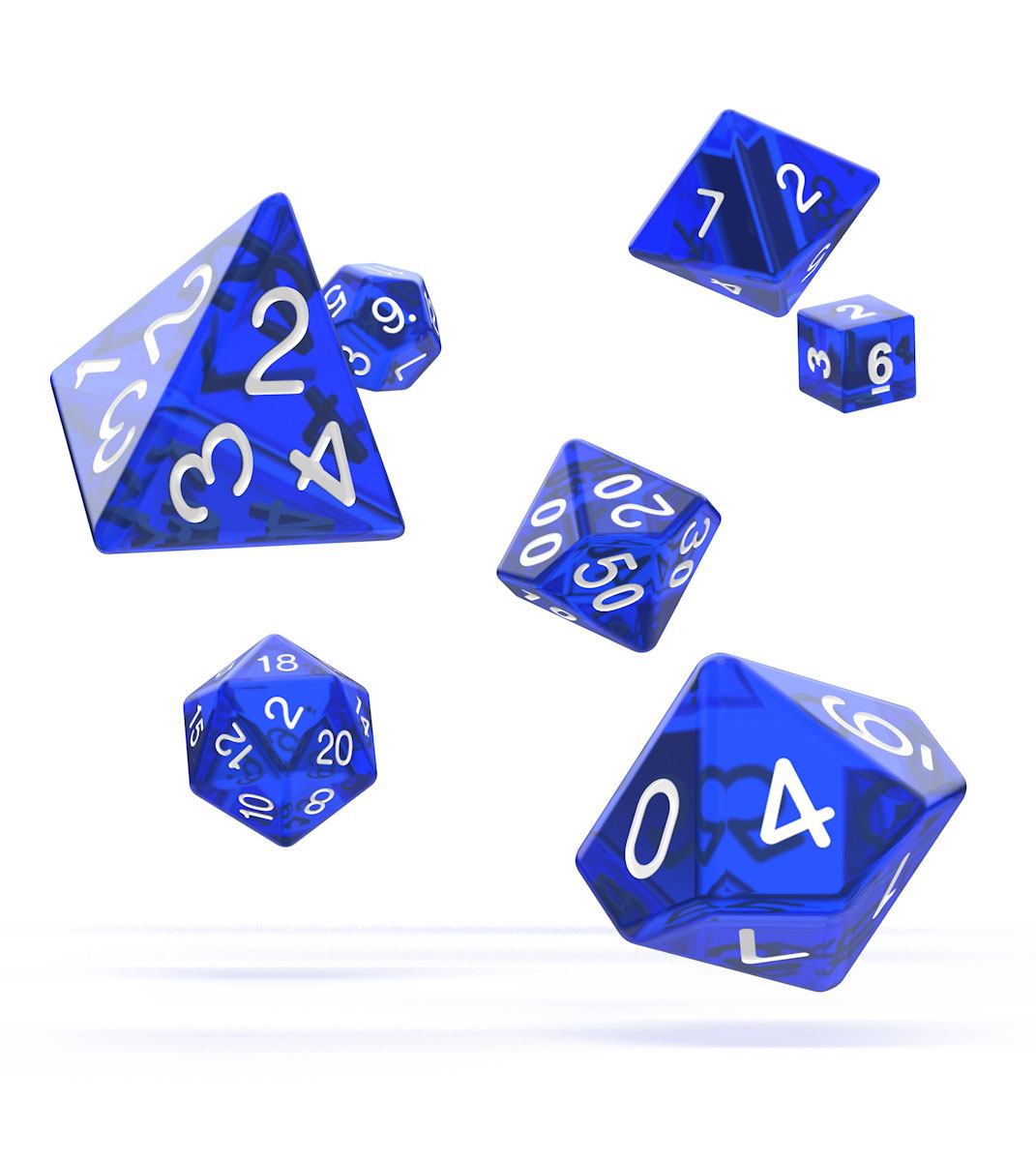 Oakie Doakie Dice ds RPG-Set Translucent - Bleu (7)