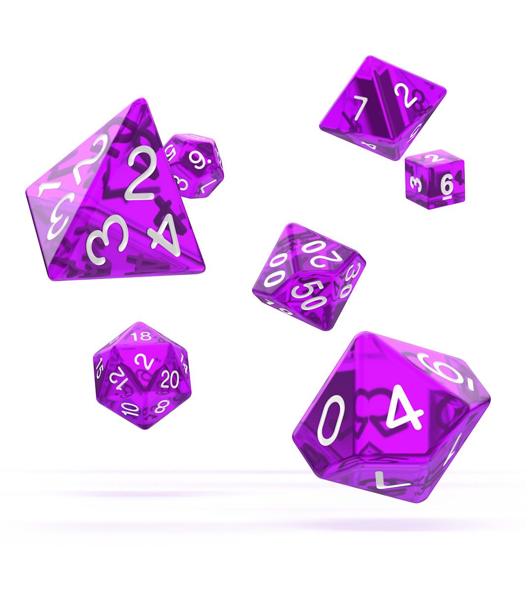 Oakie Doakie Dice ds RPG-Set Translucent - Violet (7)
