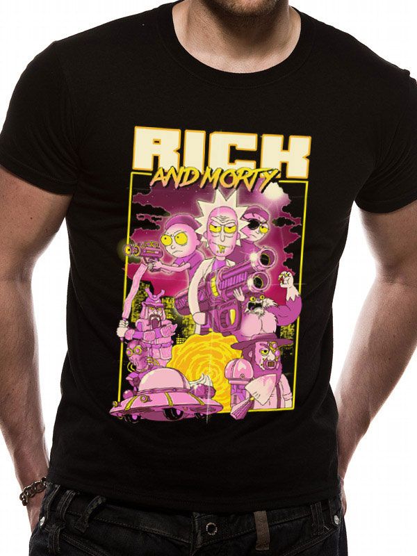 Rick & Morty T-Shirt Retro Poster (L)