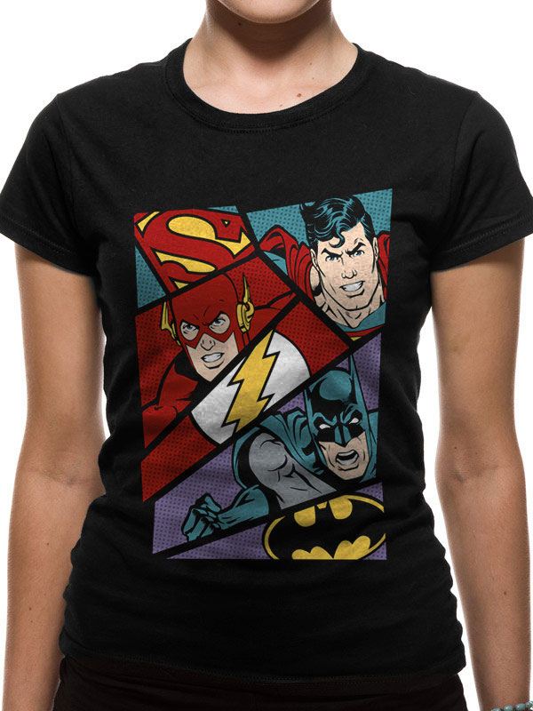 Justice League T-Shirt femme Heroes Pop Art (L)