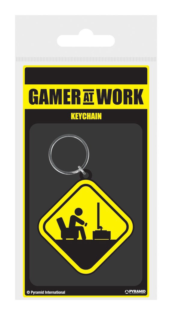 Gamer At Work porte-cls caoutchouc Caution Sign 6 cm