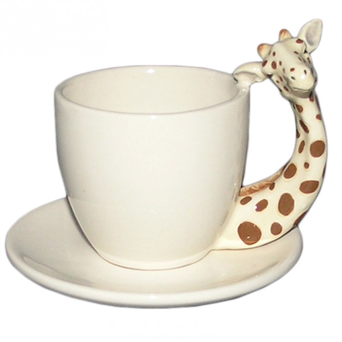 Tasse  caf anse forme Girafe