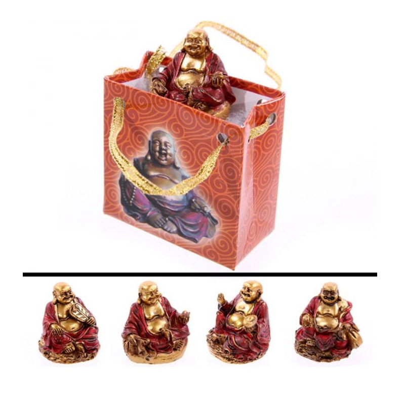 1 Statuette Bouddha Rouge et Or en sac