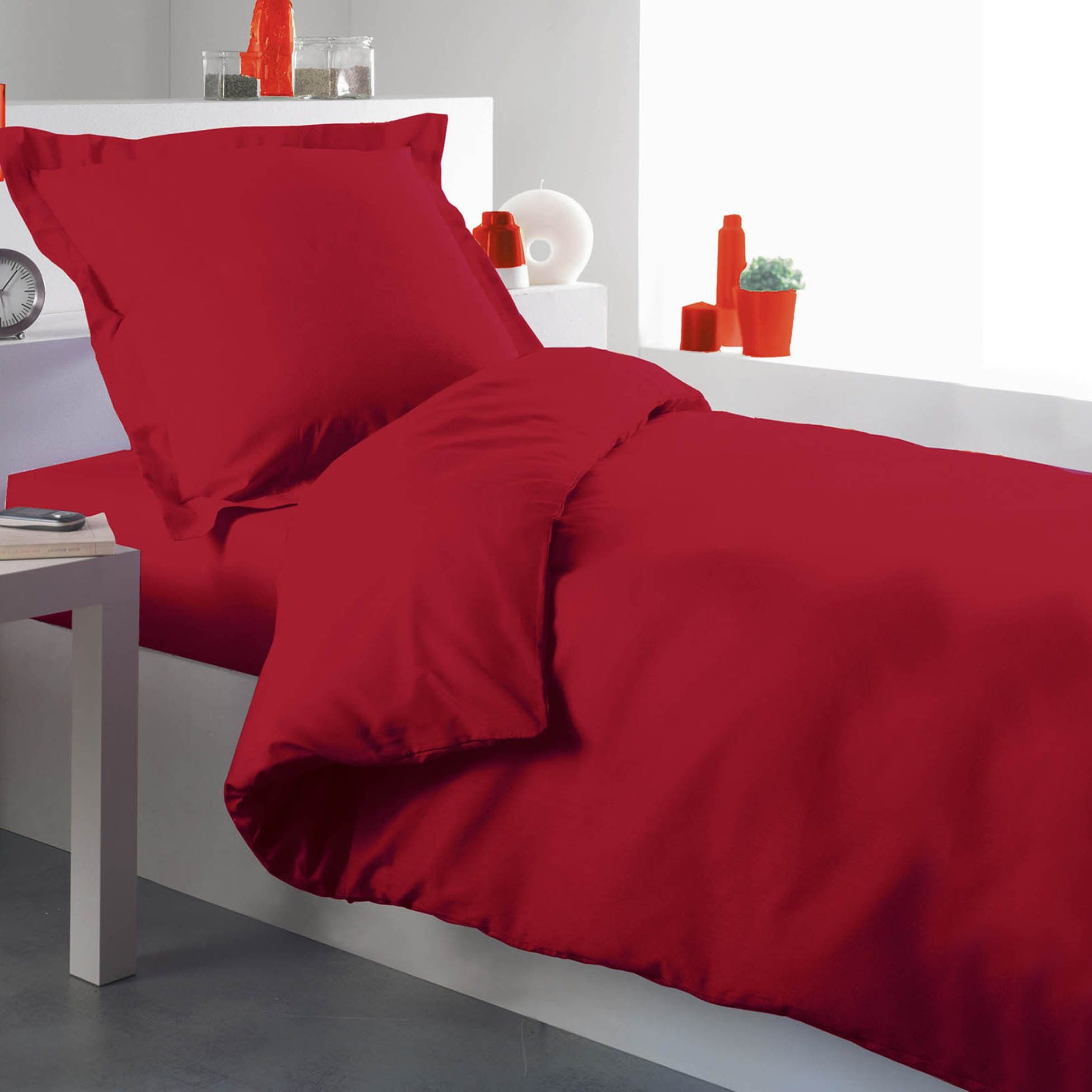 Housse de couette 140 x 200 cm rouge coquelicot