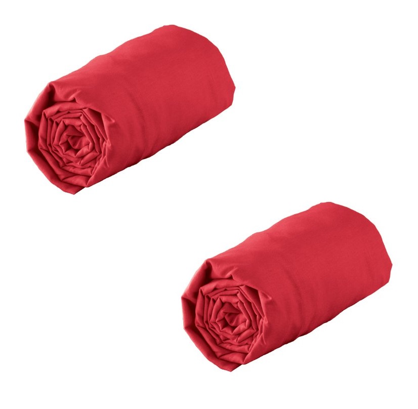 Drap housse Jersey - rouge  160 x 200 cm