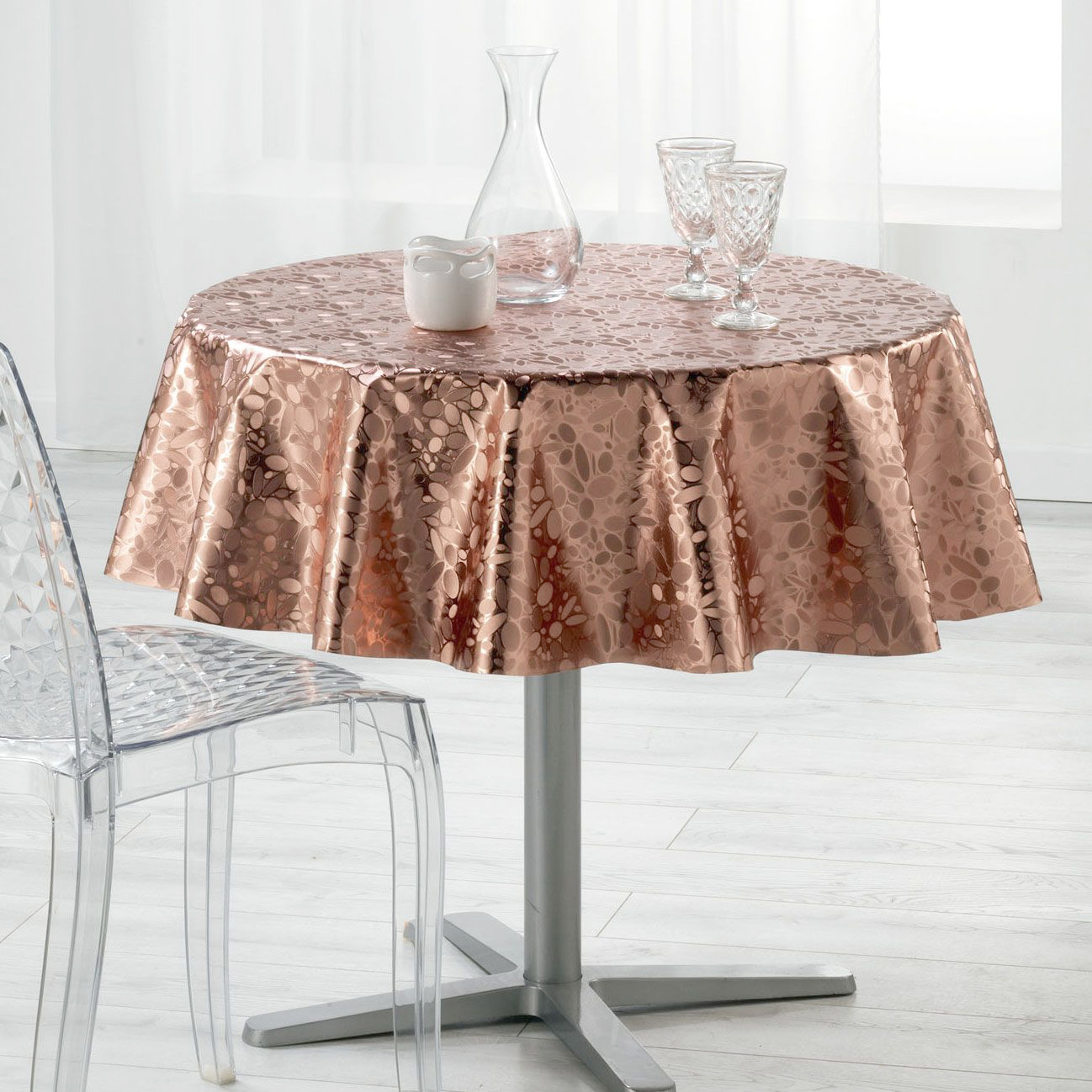 Nappe ronde PVC imprime Metalisse Collection Luny