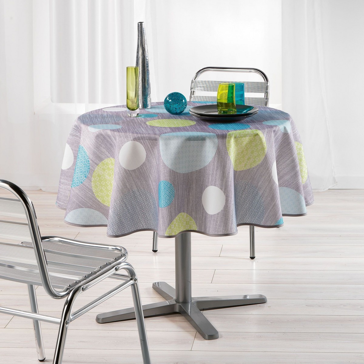 Nappe polyester imprime Collection Atolls 180 cm