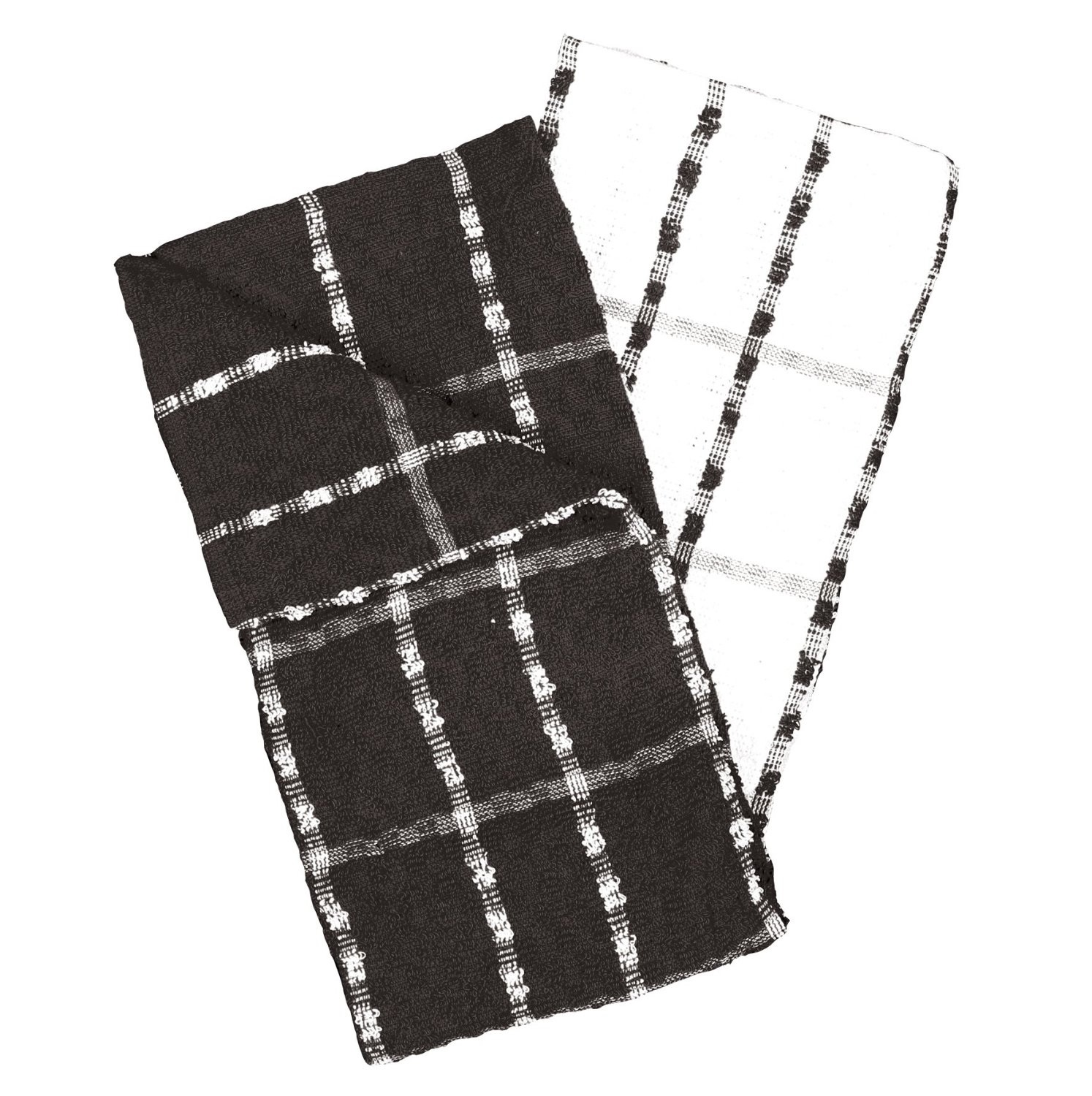 2 Serviettes torchons essuis mains 50 x 70 cm eponge noir et blanc