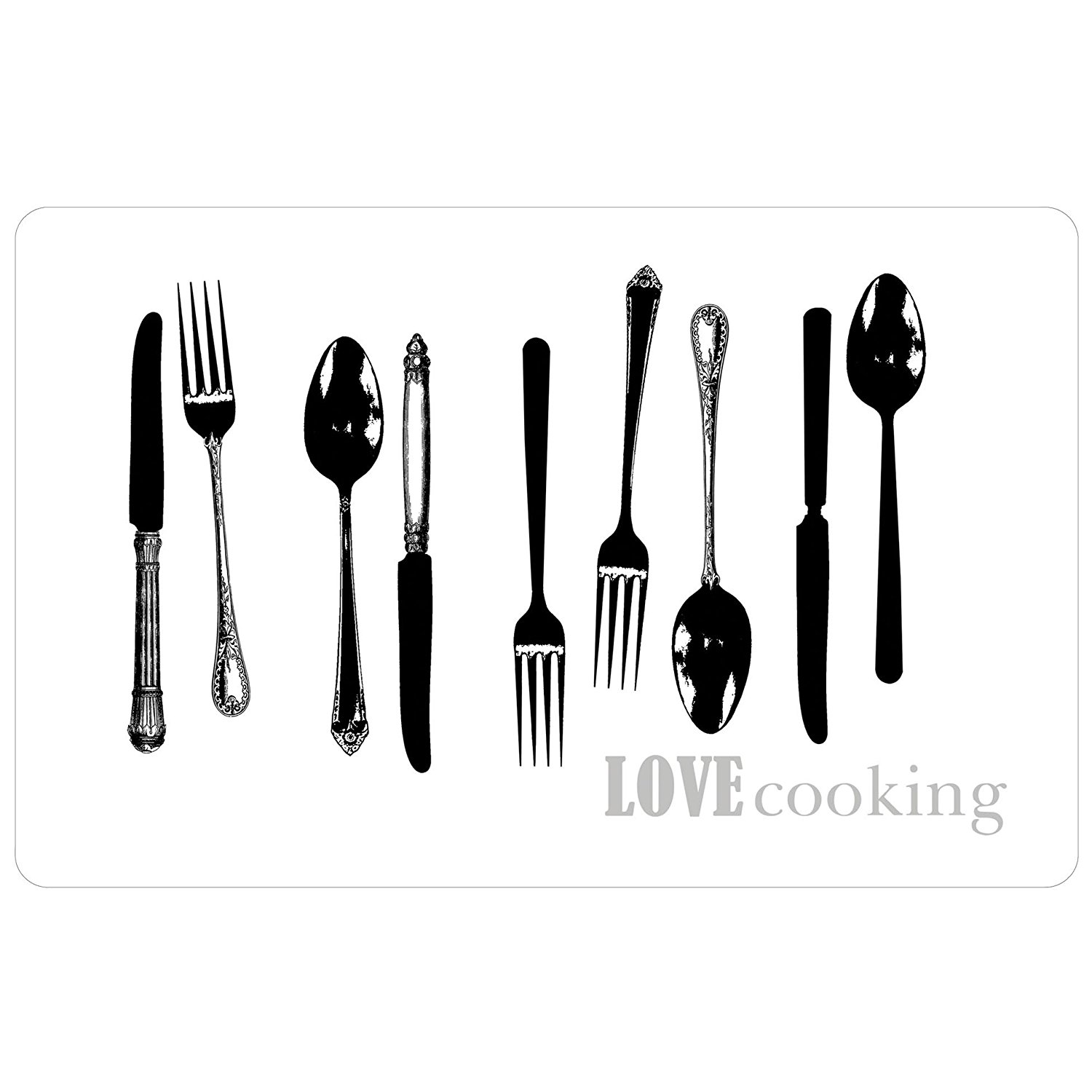 Set de table opaque motif Love Cooking couverts