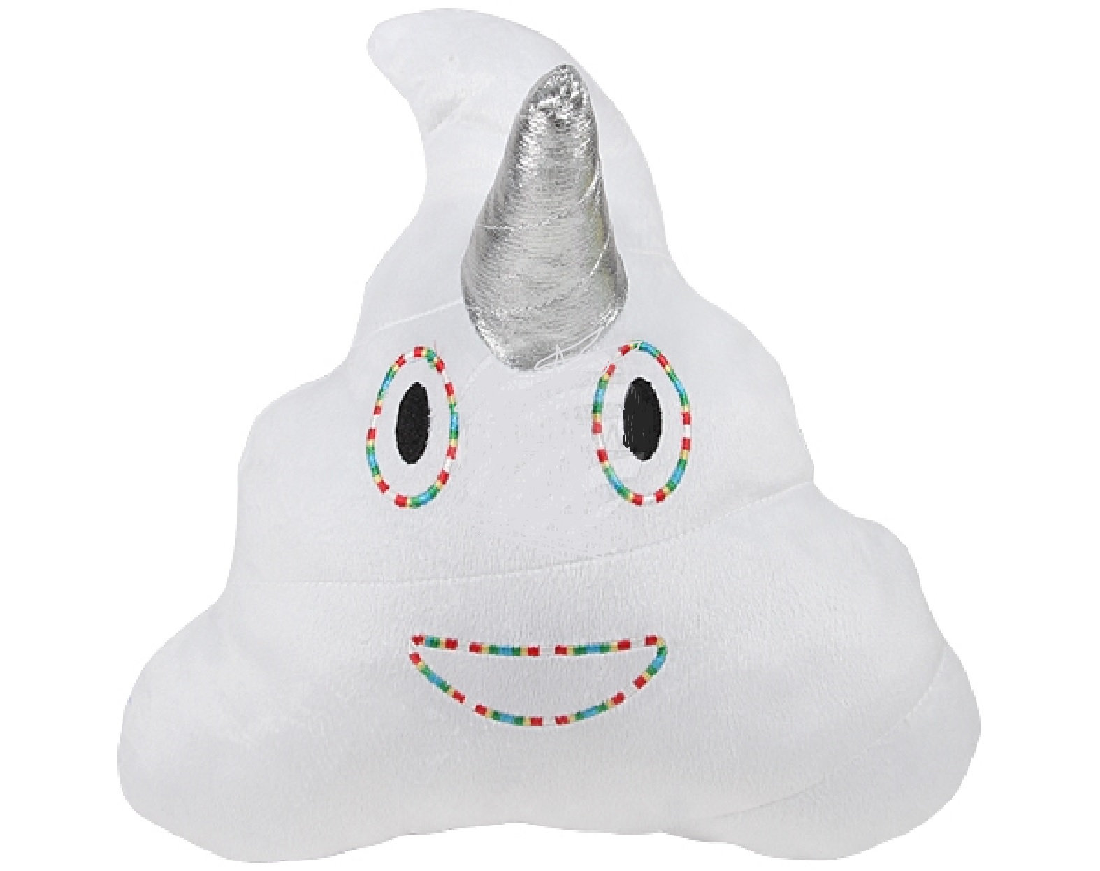 Coussin Peluche Emoji Caca Licorne blanc