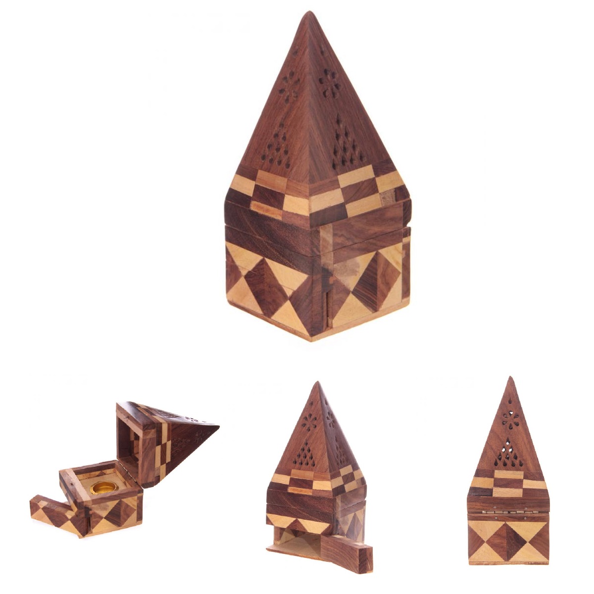 Porte-encens pyramide bois de sheesham