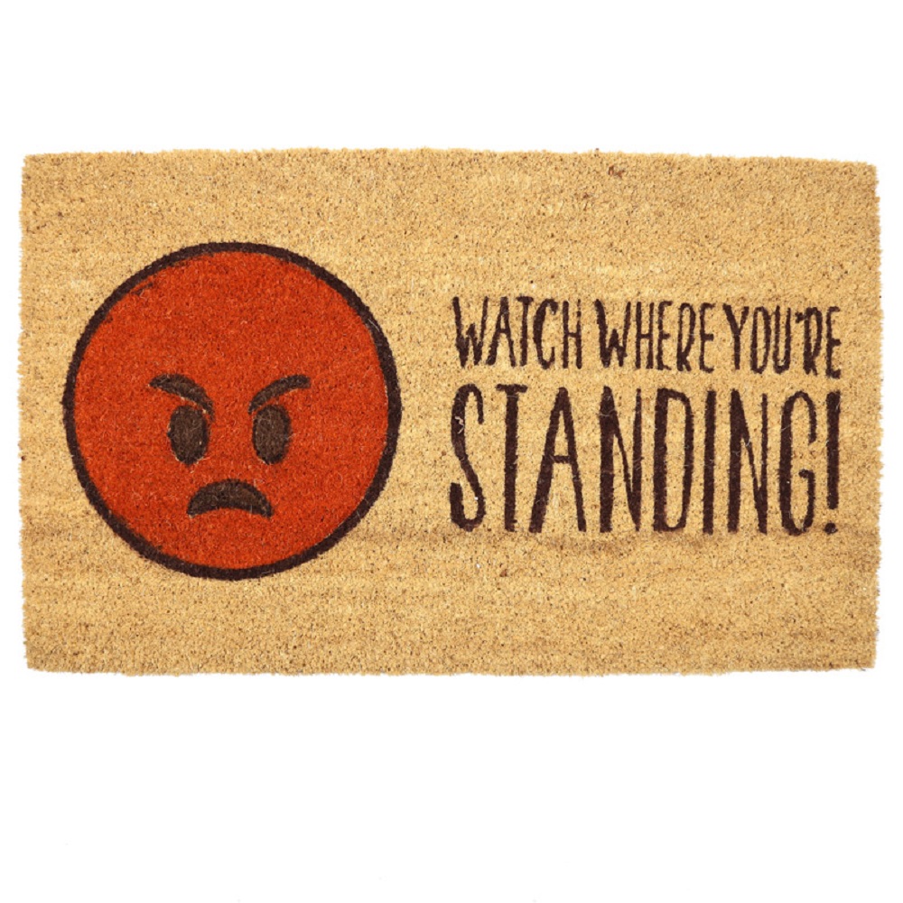 Paillasson fibre de coco Emoji Colere Watch Where You're Standing