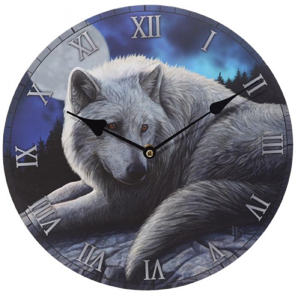 Horloge Loup Le Gardien du Nord par Lisa Parker