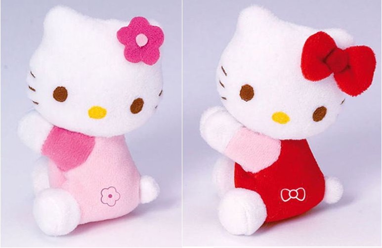 HELLO KITTY  Magnet peluche rose ou rouge 9 cm