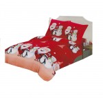 Housse de couette + taies 200 x 200 cm + drap housse Pere noel et pingouin