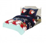 Housse de couette + taies 200 x 200 cm + drap housse Pere noel Merry christmas