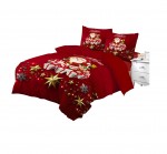 Housse de couette + taies 200 x 200 cm + drap housse Pere noel et lutin