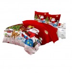Housse de couette + taies 200 x 200 cm + drap housse Pere Noel cadeaux rennes