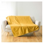 Plaid Jete de lit fauteuil 220 x 240 cm Lucilia jaune