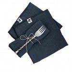3 Serviettes de table en gaze de coton Bleu marine