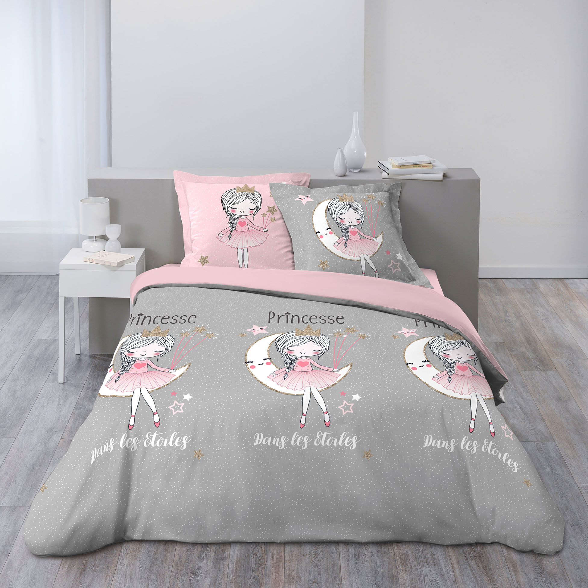 Parure Housse de couette + taie Princesse et Etoile