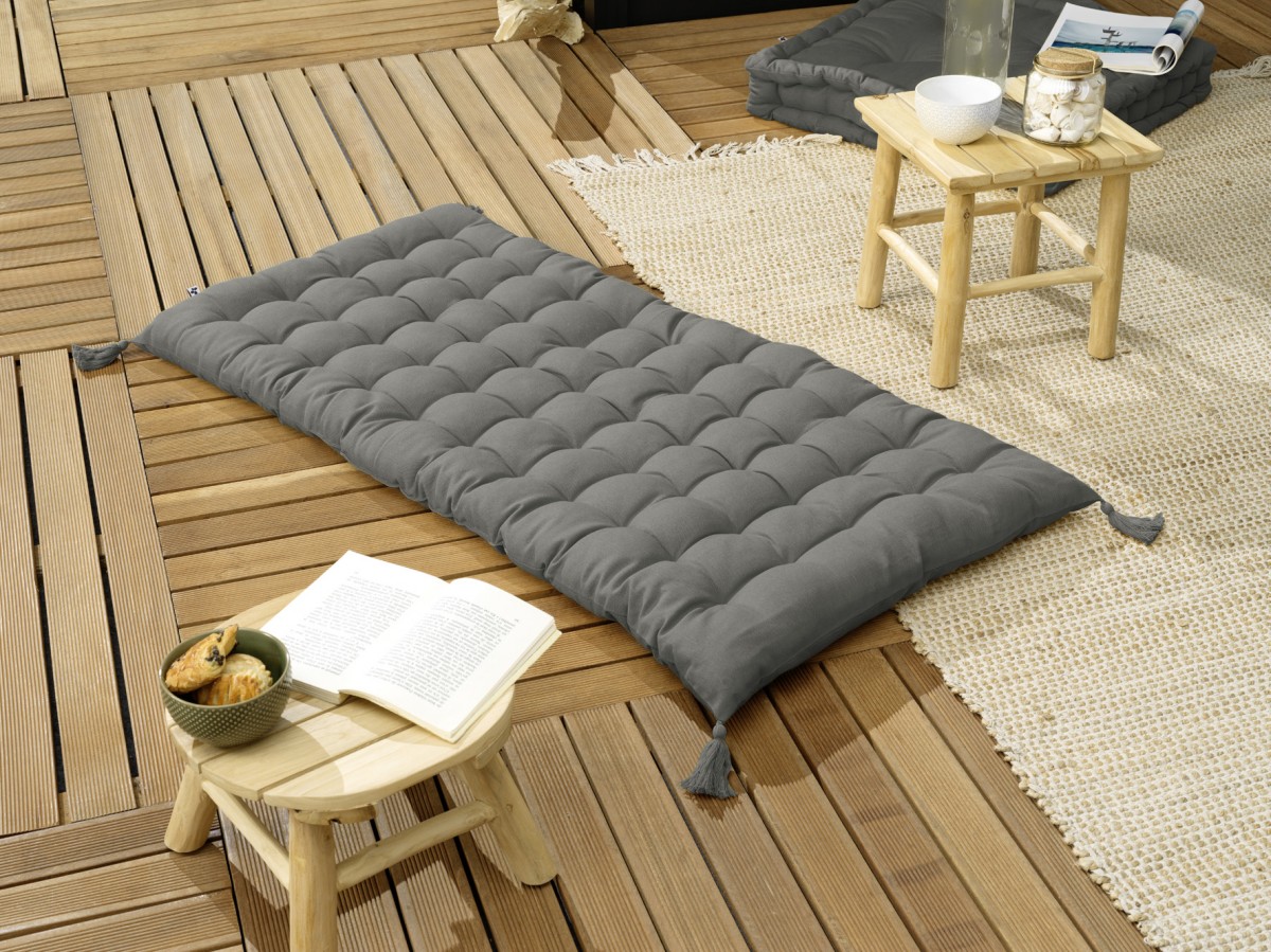 Matelas de sol avec pompons Kalas Granit