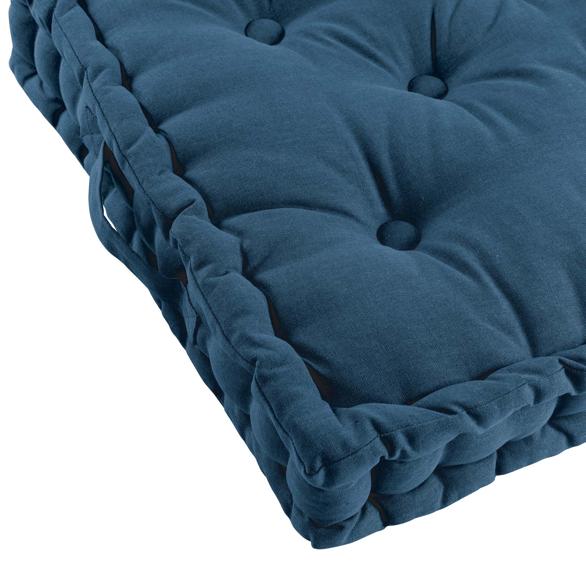 Coussin de sol matelass bleu marine 45 cm