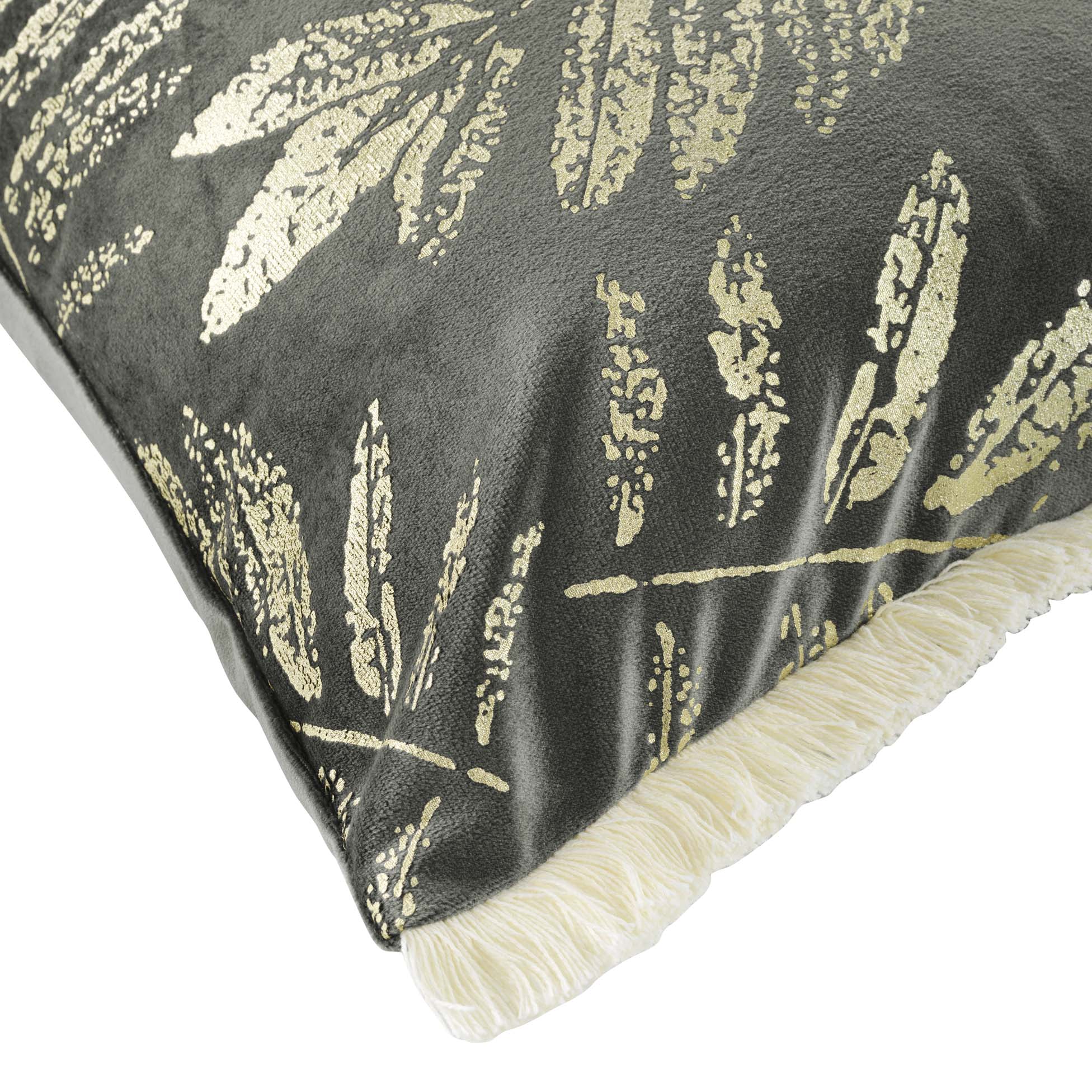 Coussin franges Tropic Adelore anthracite