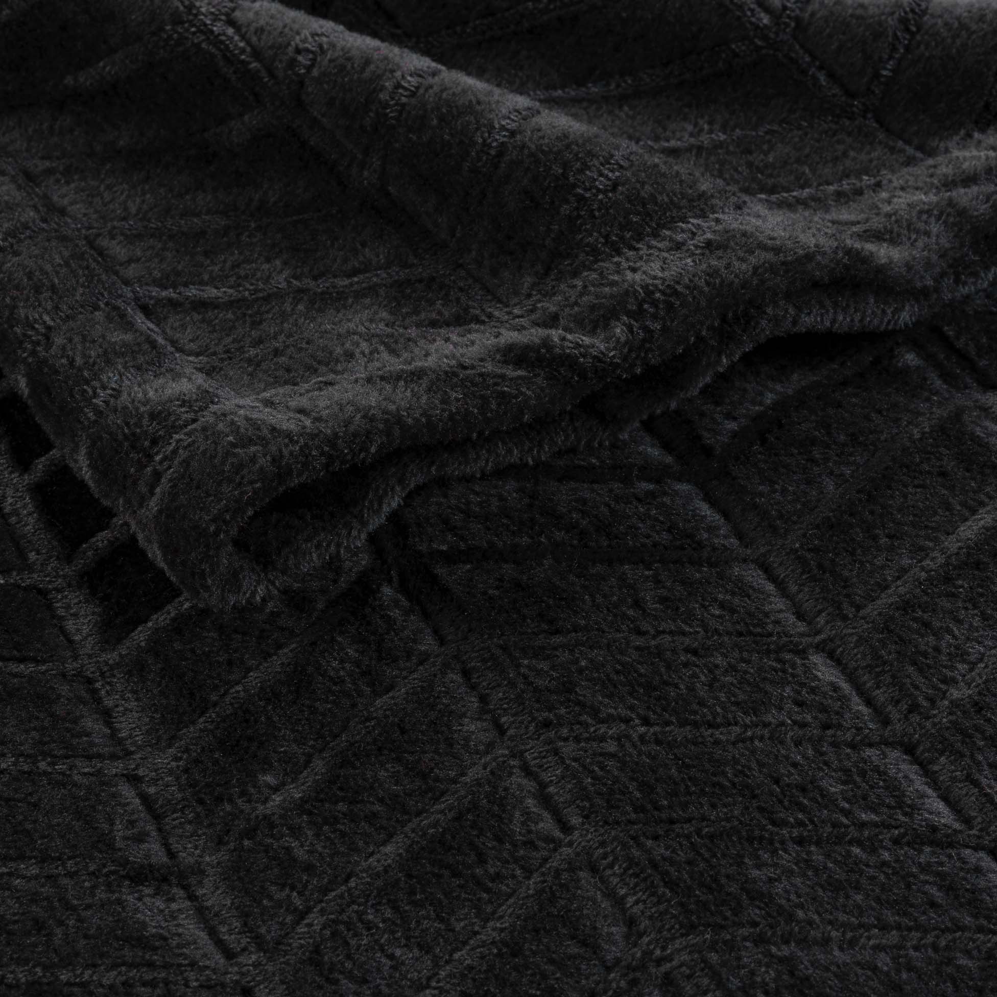 Plaid flanelle 180 x 220 cm Aryas noir