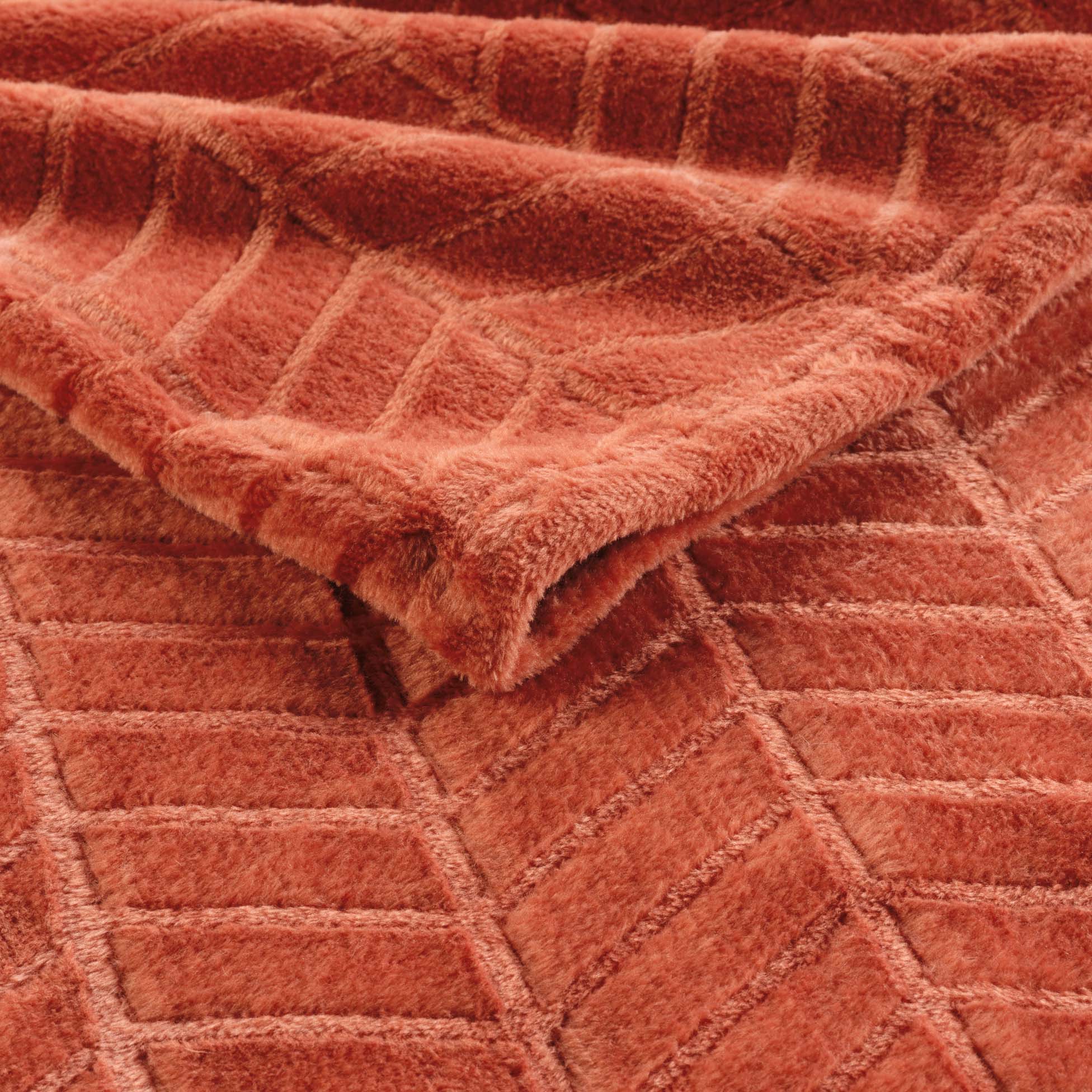 Plaid flanelle 180 x 220 cm Aryas terracotta