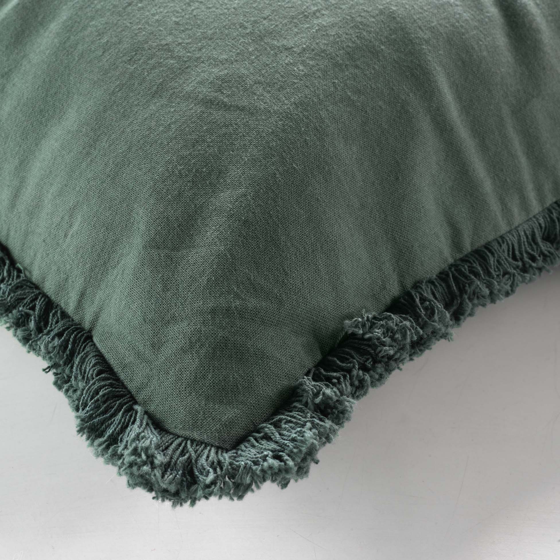 Coussin a franges 45 x 45 cm Evea vert