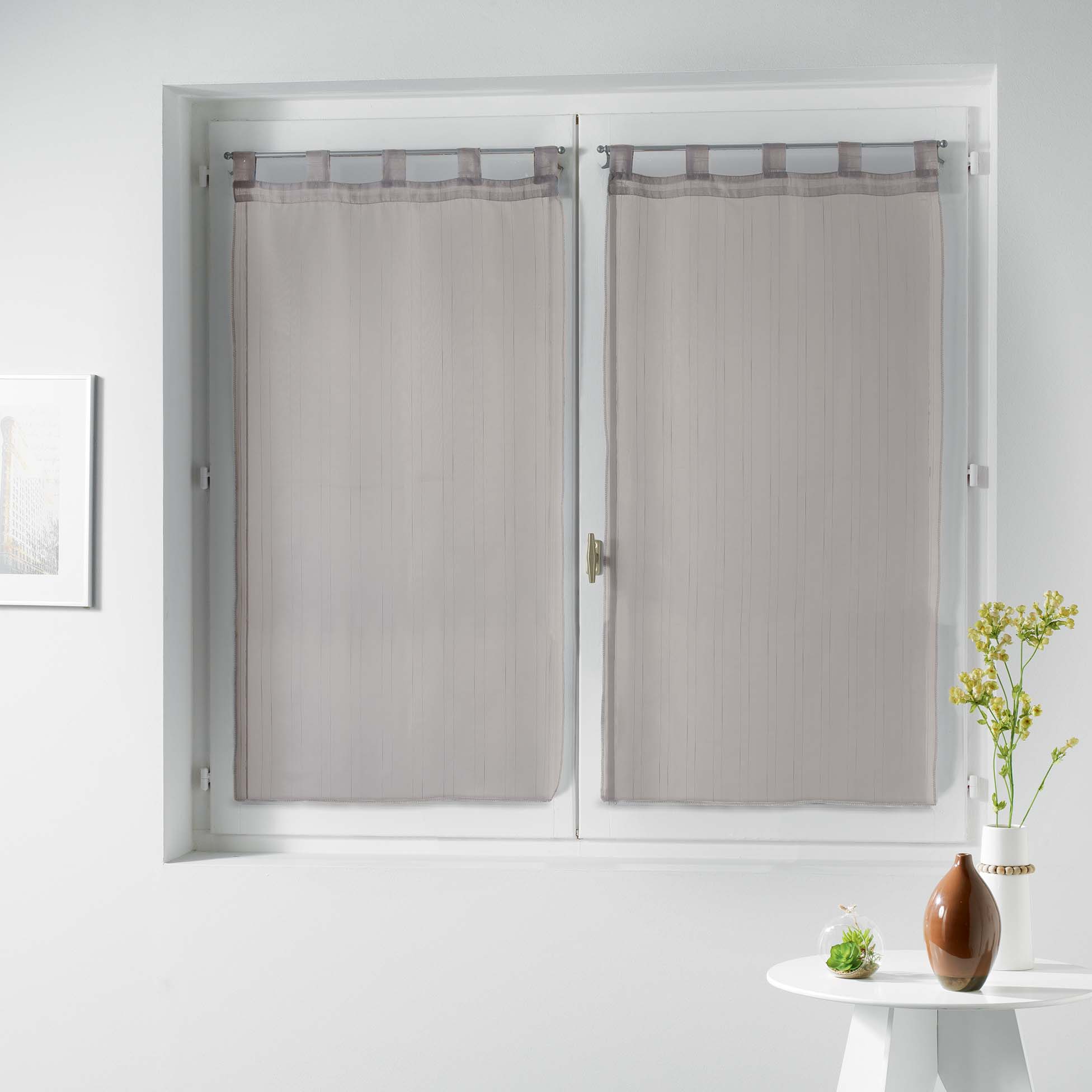 Paire de Voile raye Horizon 60 x 120 cm taupe