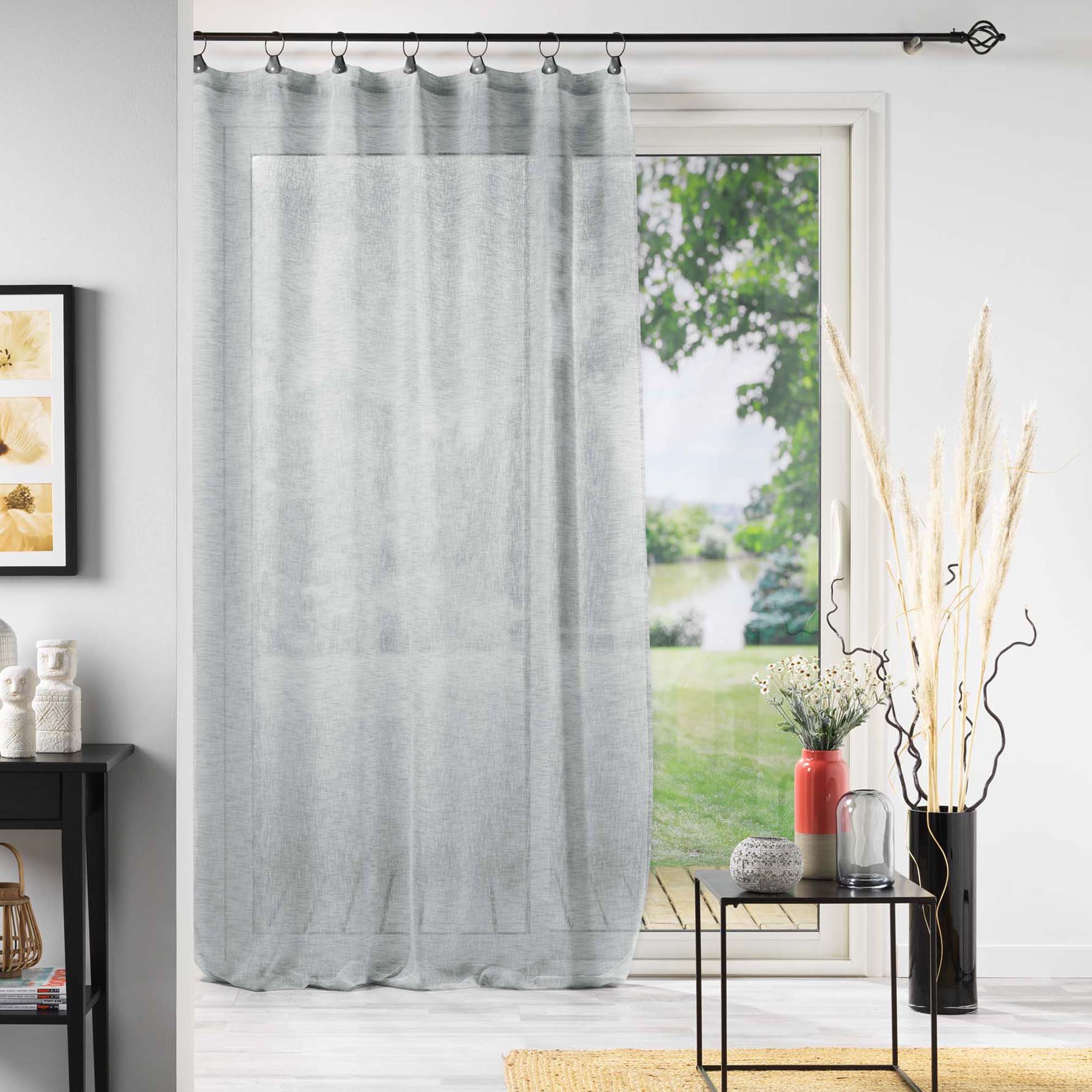 Panneau a anneaux rideau Voile 140 x 240 cm Linkae gris