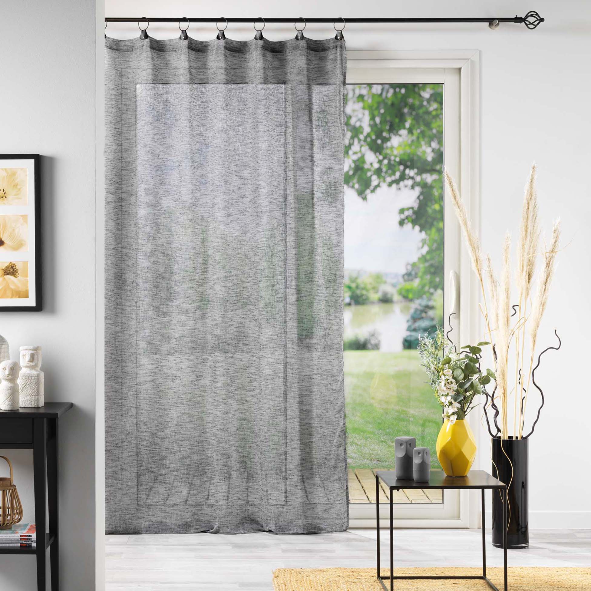 Panneau a anneaux rideau Voile 140 x 240 cm Linkae anthracite