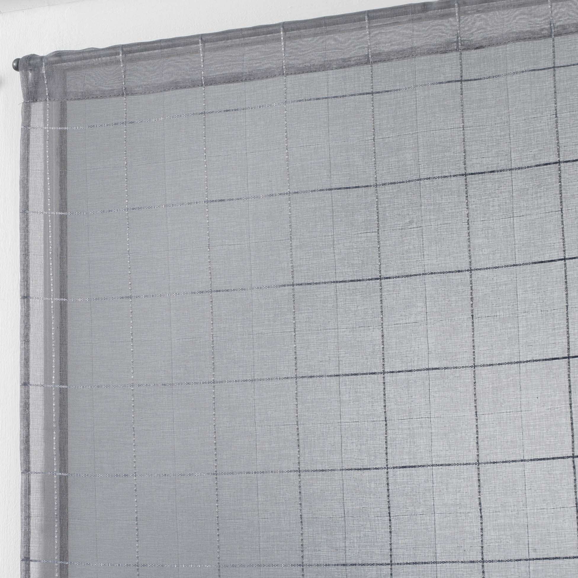 Paire Voilage 60 x 160 cm a carreaux gris