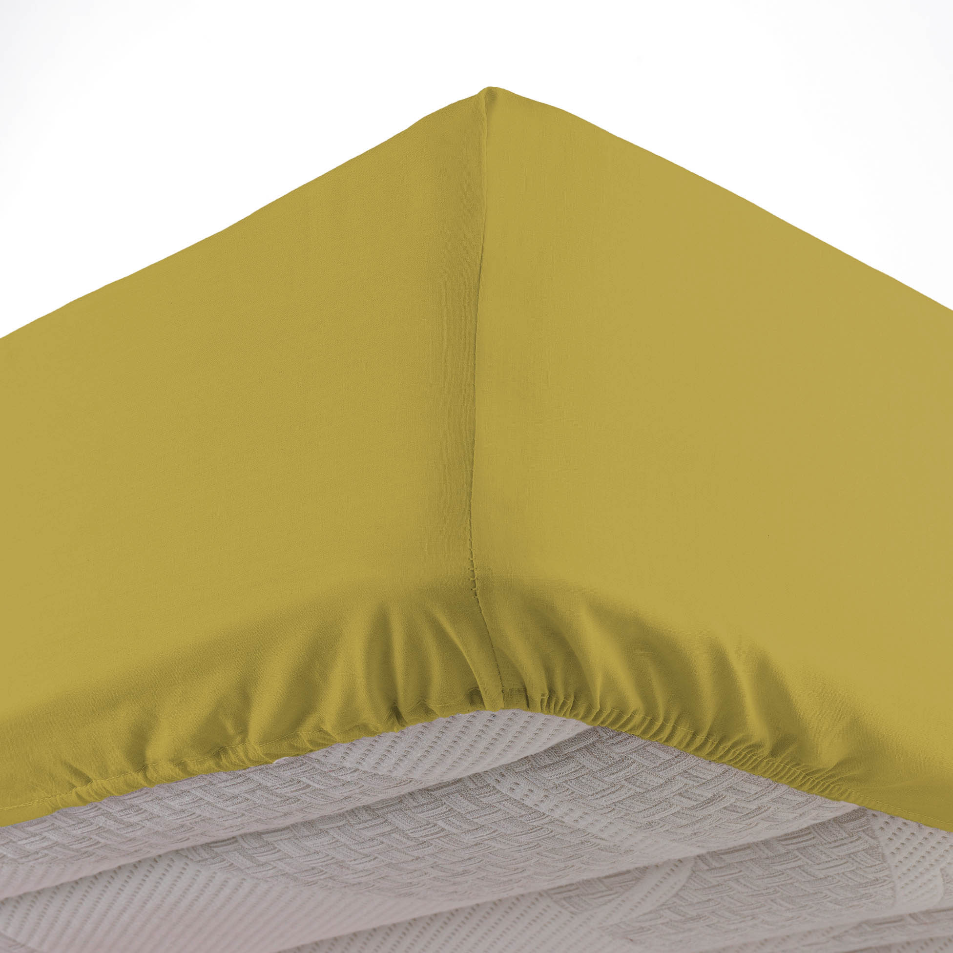 Drap housse coton lave 160 x 200 cm Lanette jaune