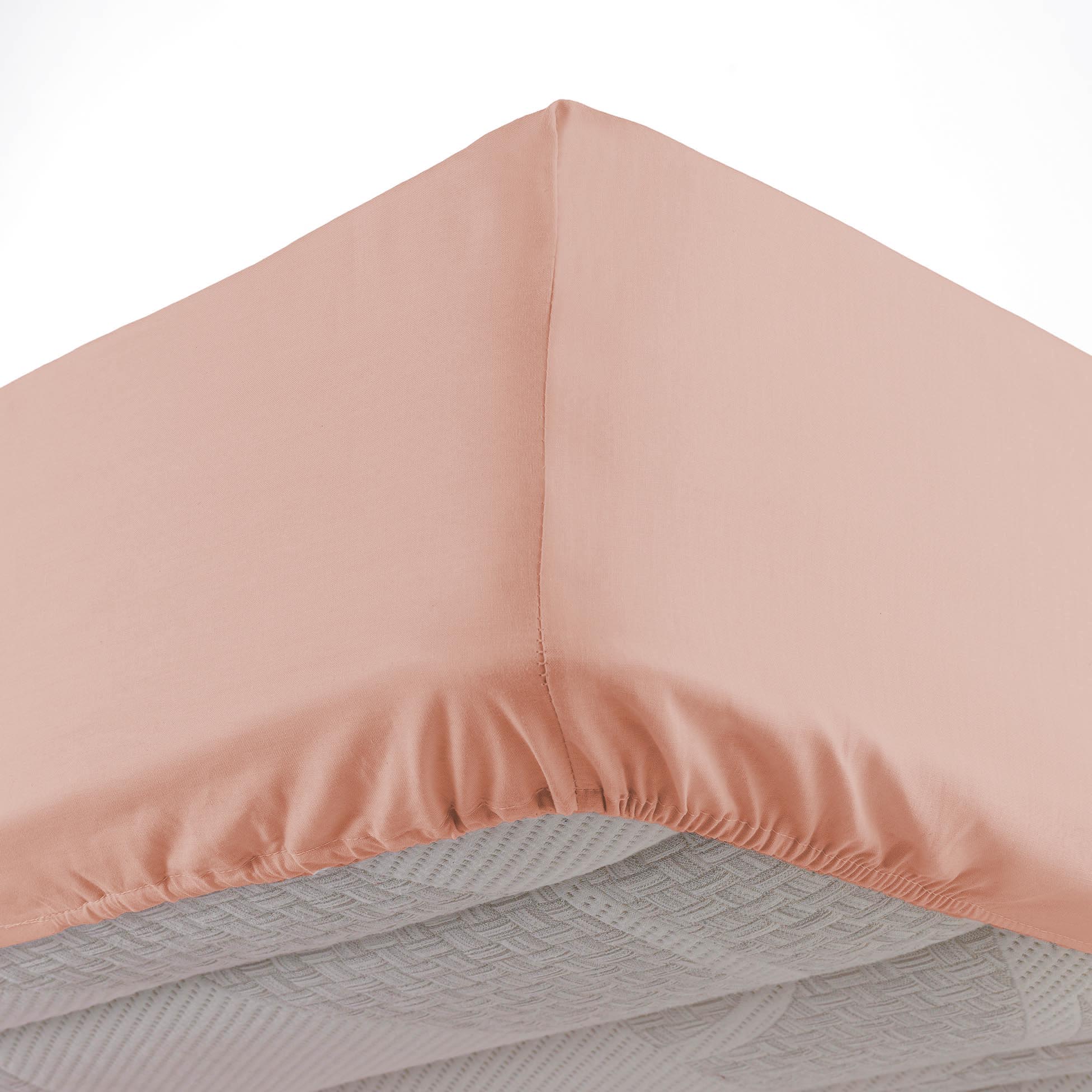 Drap housse coton lave 160 x 200 cm Lanette rose