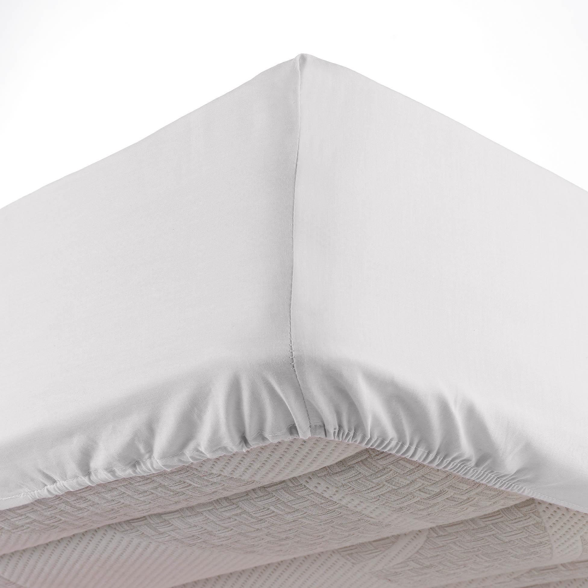 Drap housse coton lave 160 x 200 cm Lanette blanc