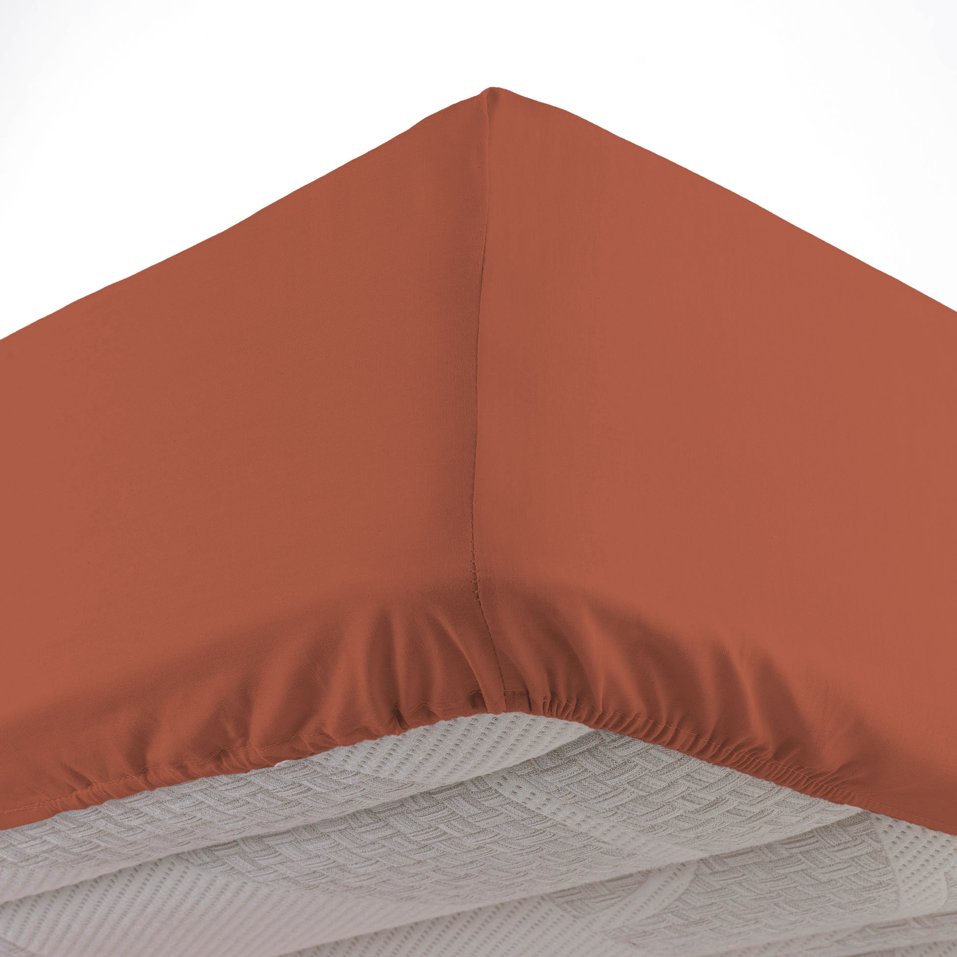 Drap housse coton lave 160 x 200 cm Lanette terracotta