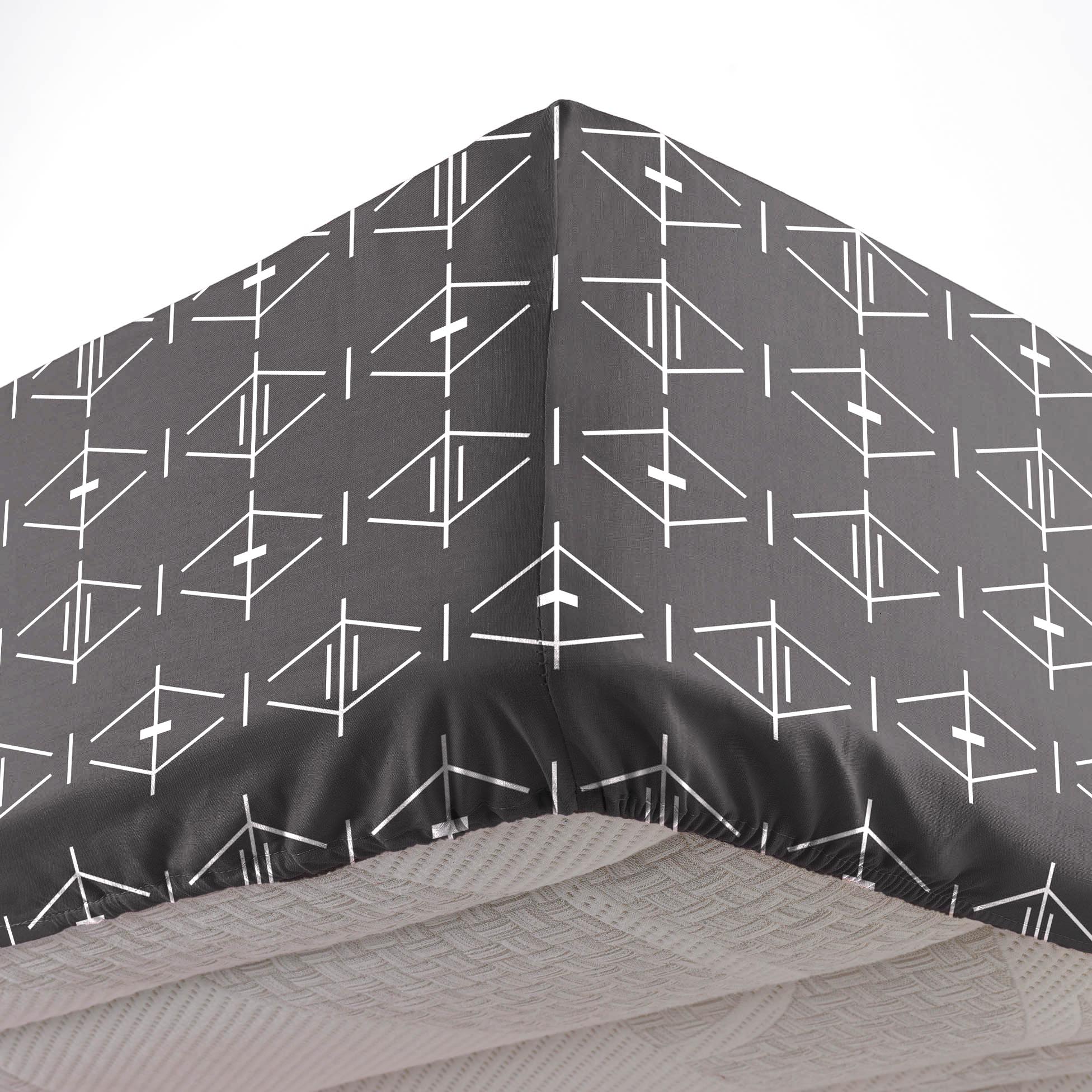 Drap housse 90 x 190 cm Aris geometrix anthracite