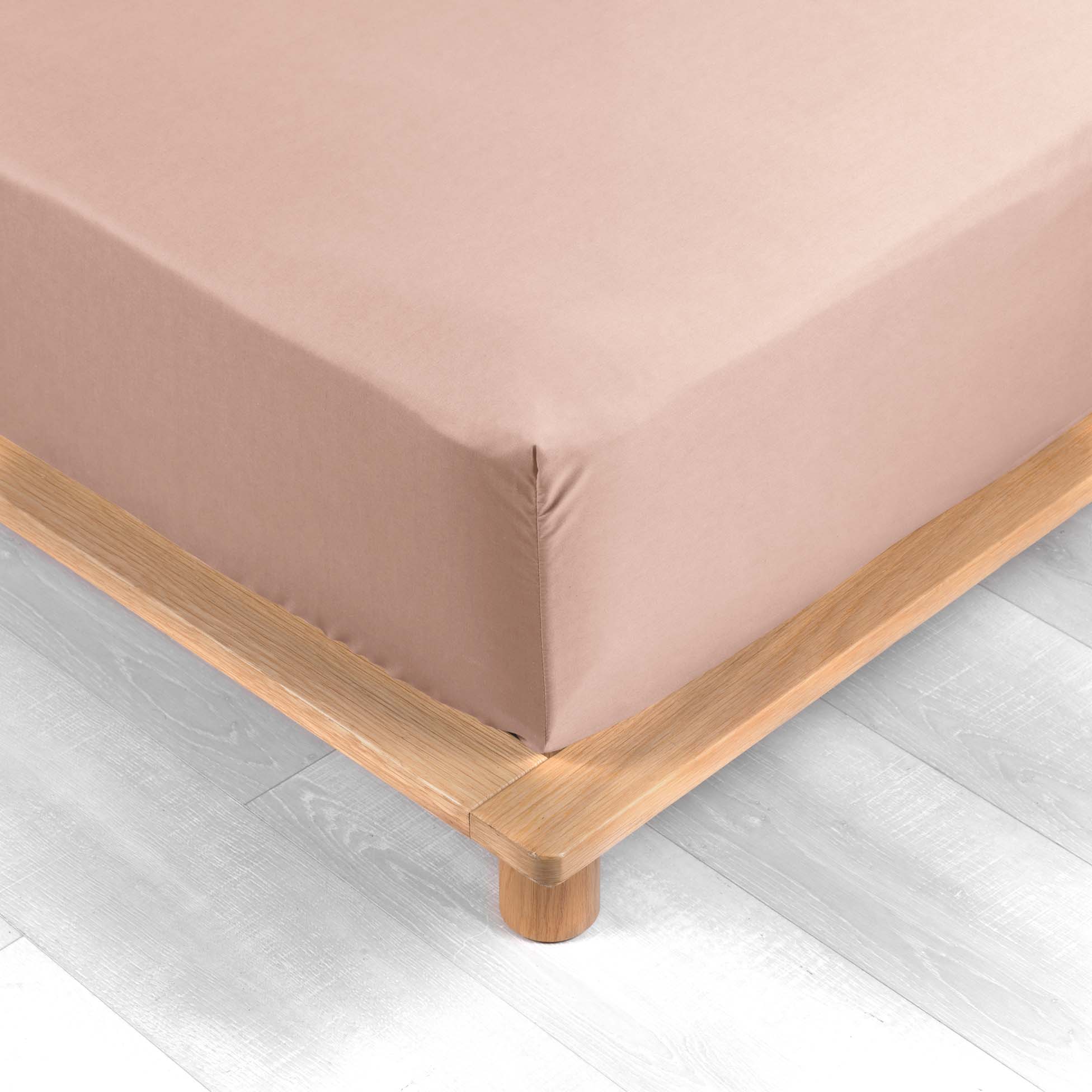 Drap housse 90 x 190 cm Percale de coton nude