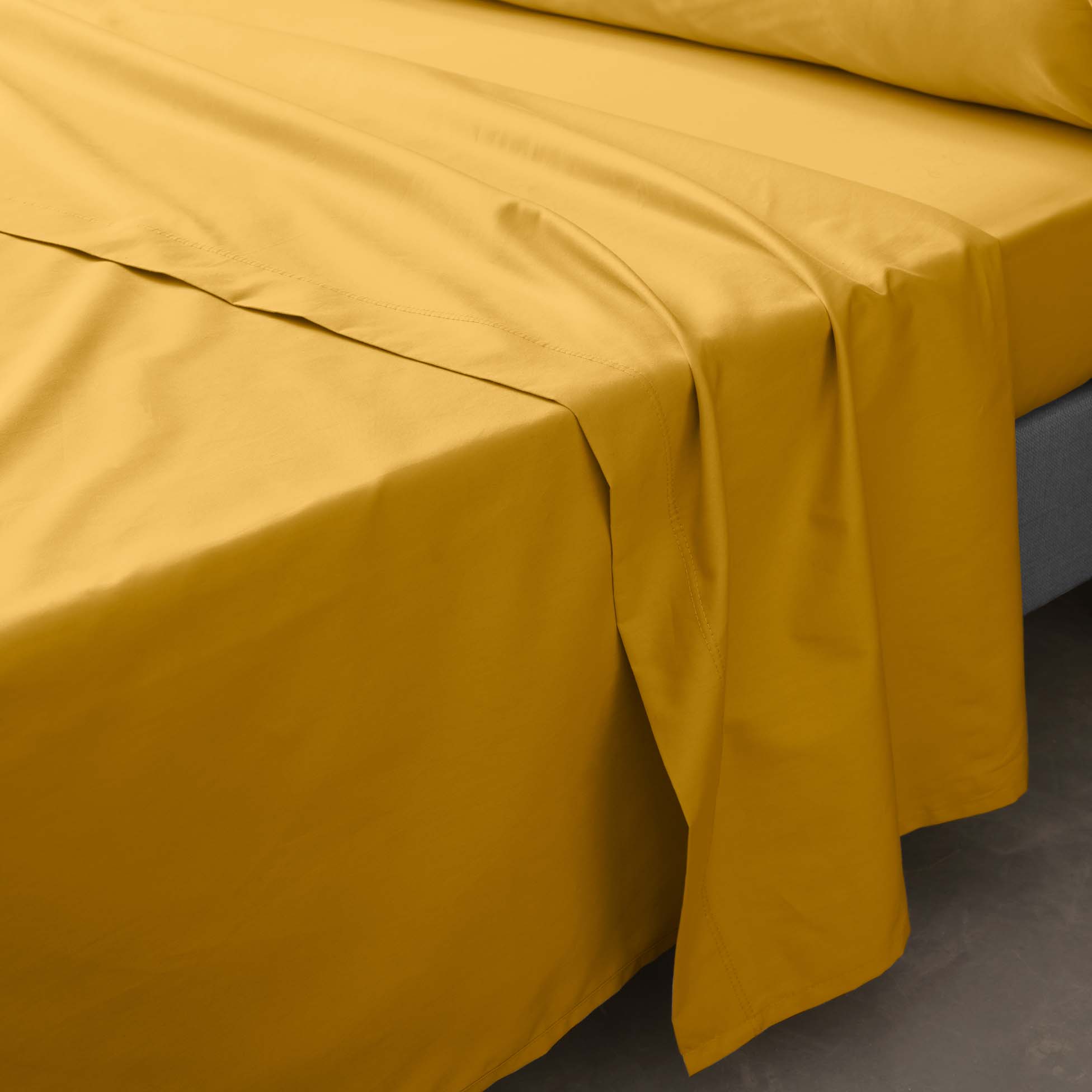 Drap plat 180 x 290 cm Percale de coton curry