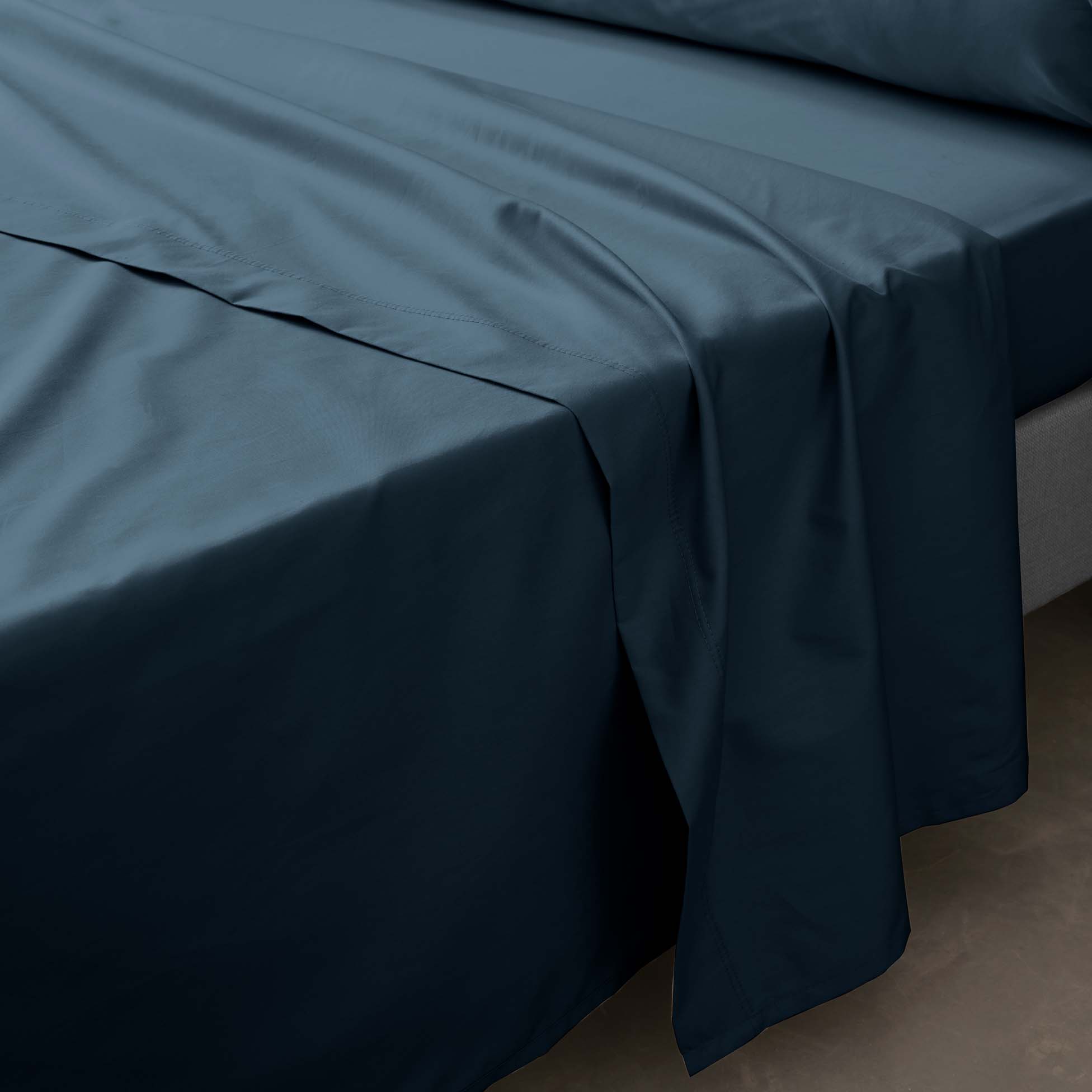 Drap plat 180 x 290 cm Percale de coton bleu nuit