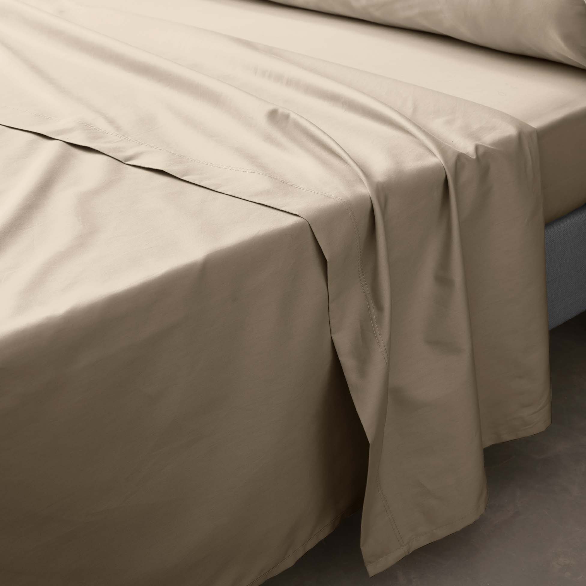 Drap plat 180 x 290 cm Percale de coton sable