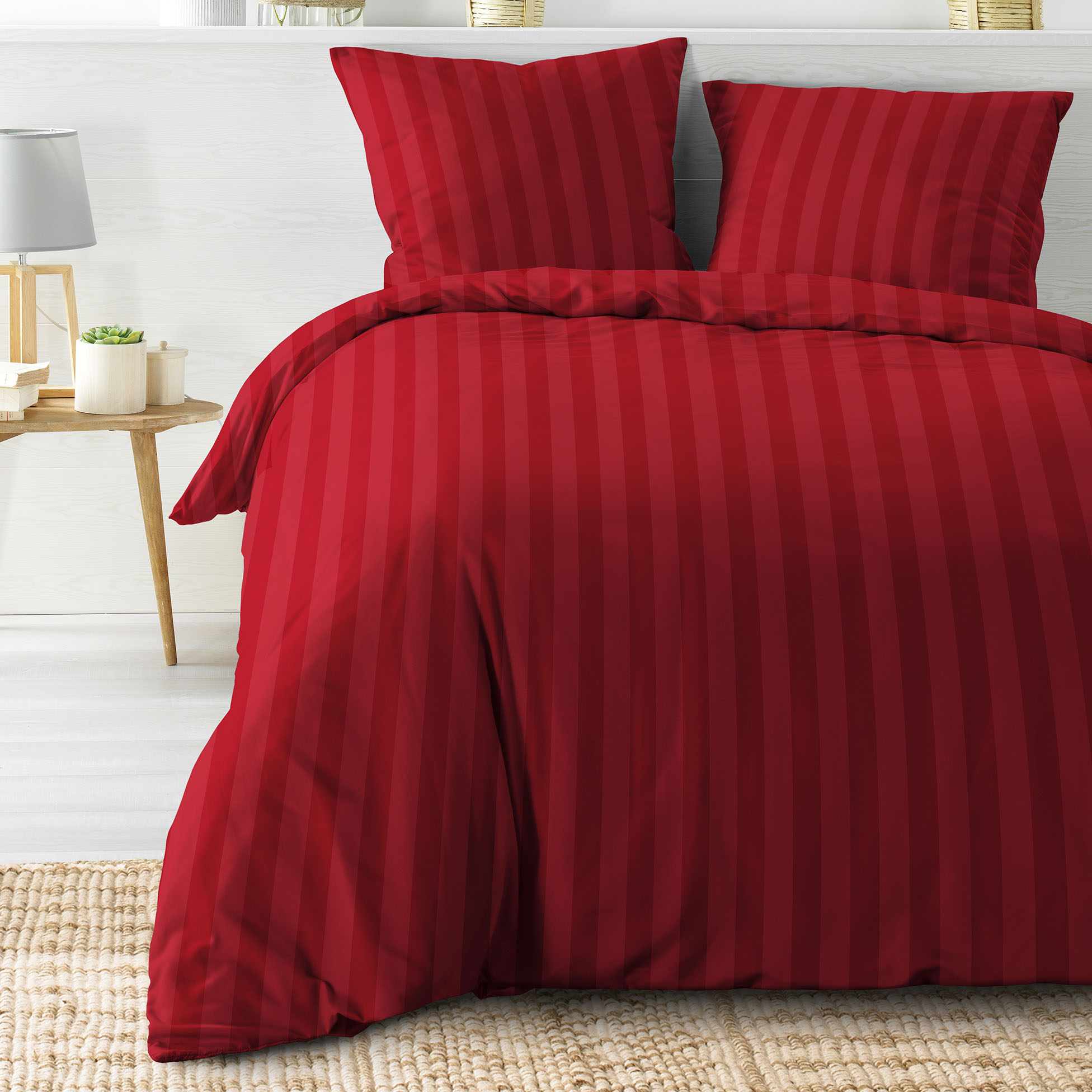 Housse couette + taies microfibre 220 x 240 cm Clea rouge