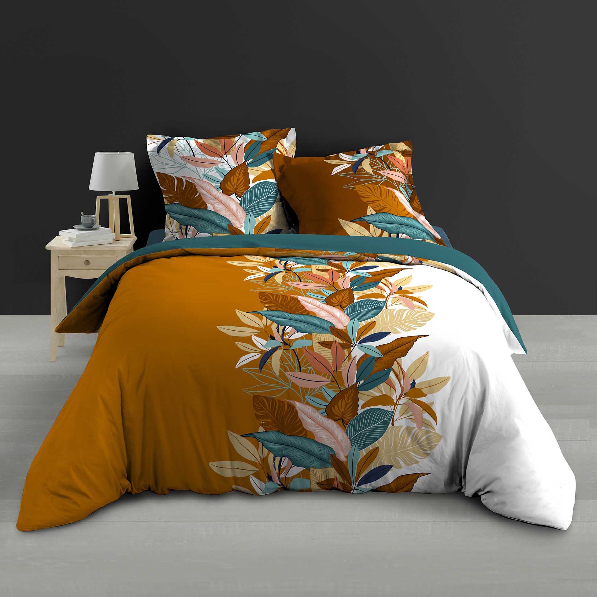 Housse de couette + 2 taies percale 240 x 260 cm Yucca