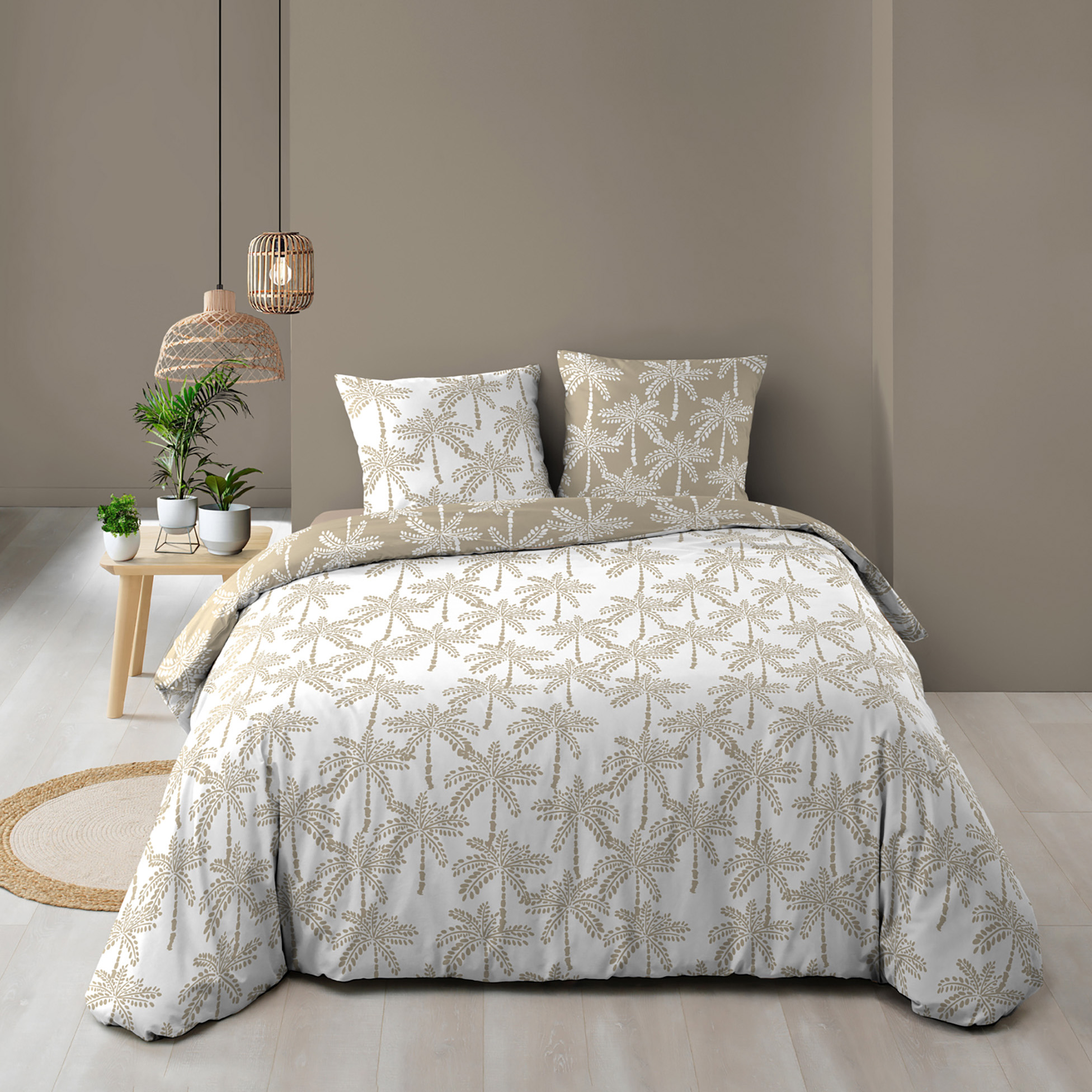 Housse couette + taies 240 x 260 cm Fleurs Oliane