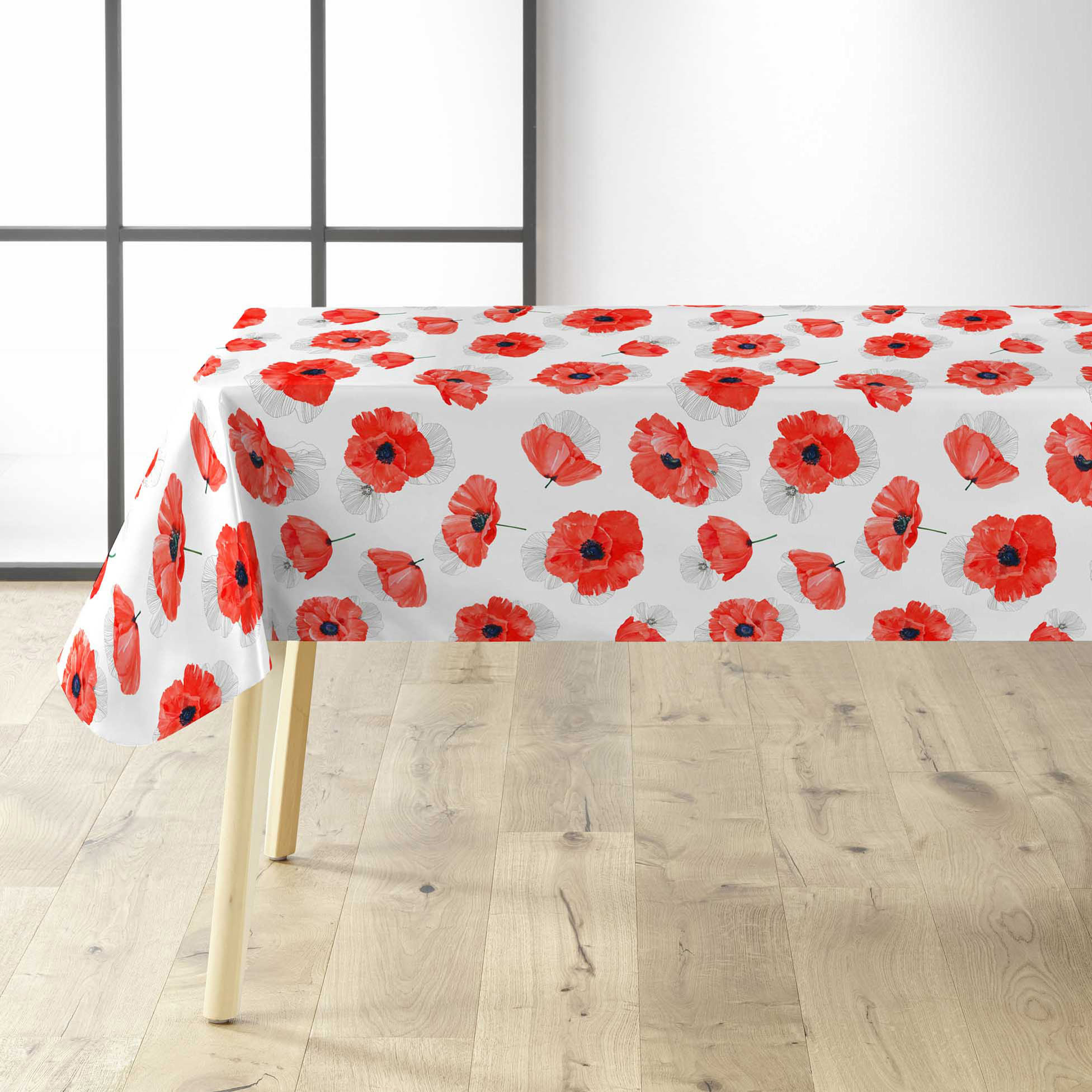 Nappe Toile cire au mtre Coquelicot