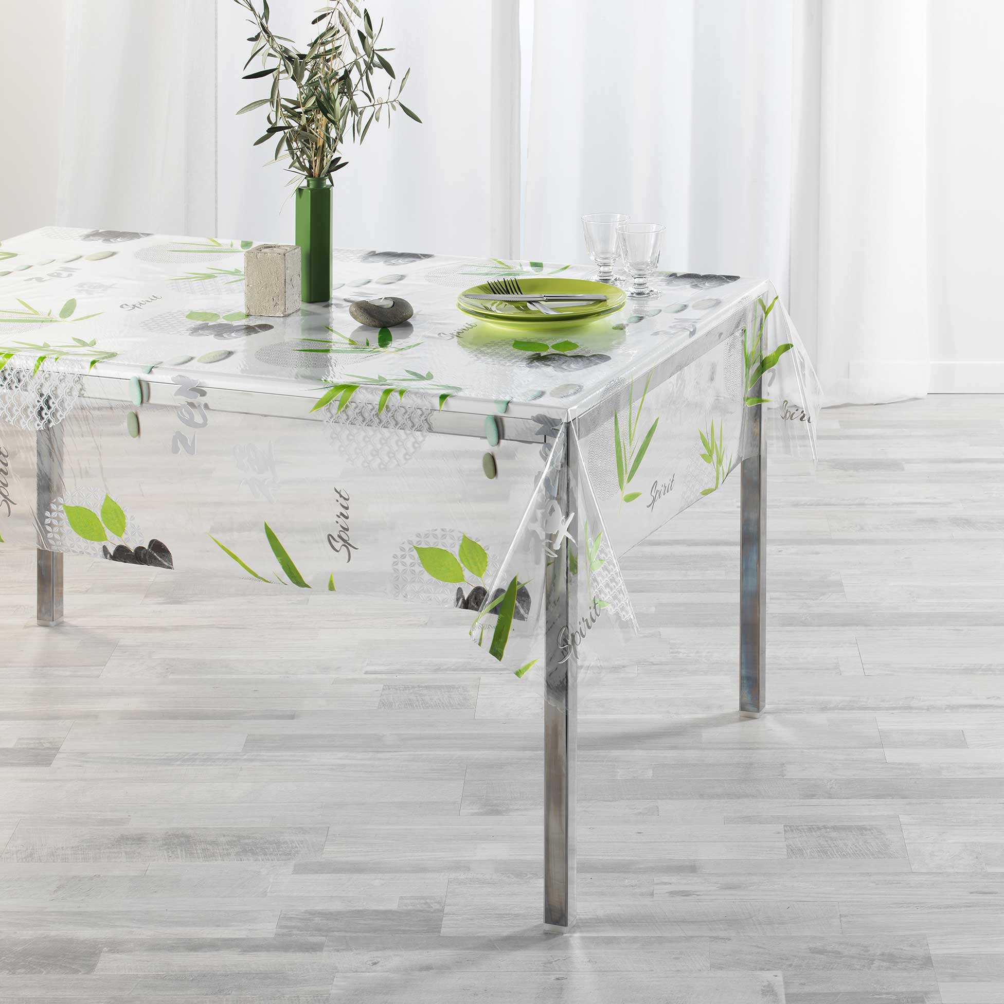 Nappe en PVC transparente Zen paradis