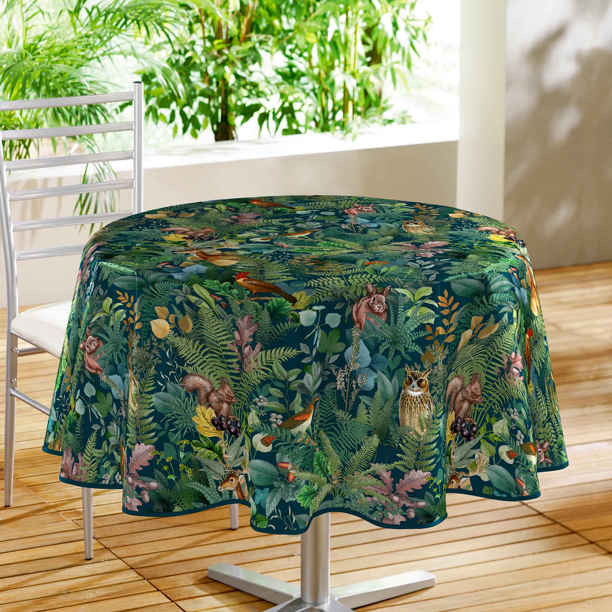 Nappe ronde animaux feerique